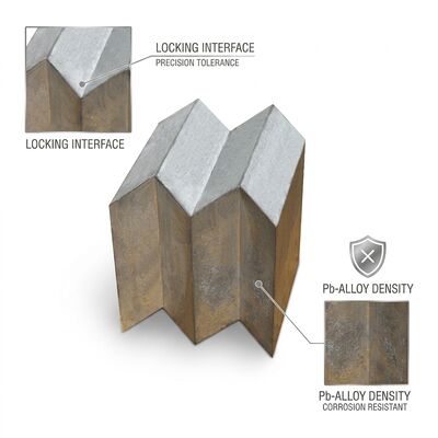 99.994% Pure Lead Shielding Bricks met Double-Herringbone Interlocking voor aanpasbare dikte 8mm-200mm Stralingsbescherming